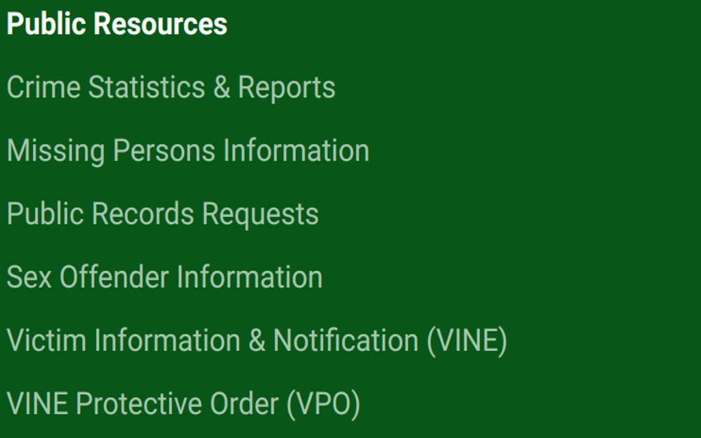 List of Washington public resources for accessing crime statistics, missing persons information, public records requests including free divorce records in Washington, victim information, and protective orders.